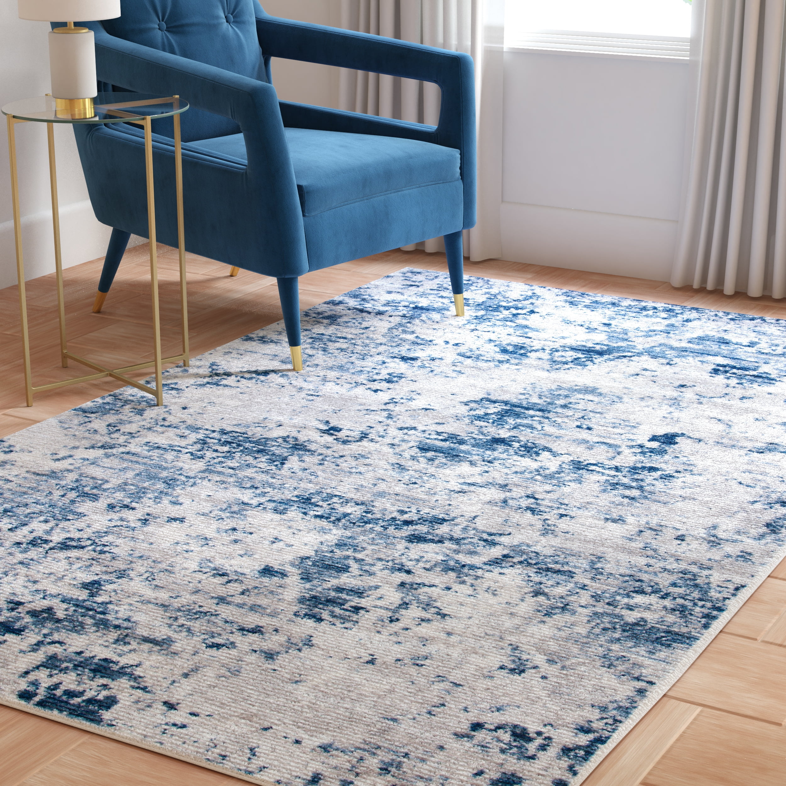 SAFAVIEH Amelia Alastar Abstract Distressed Area Rug, Navy/Gray, 10' x 14'