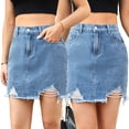 thumbnail image 2 of Zoeecloth Women's Short Jean Denim Skirt Casual Mini Short Denim Skirts Jean Skirt for Women S-XXL, 2 of 7