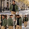 thumbnail image 5 of Men's Full Zip Jackets Fashion Patchwork Lapel Collar Coat Fall Long Sleeve No Hood Outerwear with Zip Pockets, 5 of 8