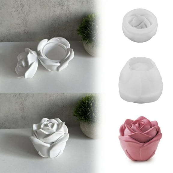 DIY Rose Jar Molds with Lid, Silicone Resin Molds for Candle Making, Epoxy Casting Jewelry Storage Box & Candy Container for Home Decor