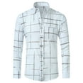 thumbnail image 1 of Blusa y camisa de manga larga con cuello vuelto para hombre, estilo casual, a la moda, de un solo color, con botones y cuello vuelto, para negocios, para hombre, 1 of 8