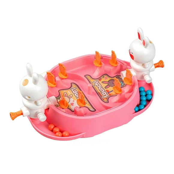 Kids Marble Launcher Toy with 20 Balls 8 Targets Cartoon Rabbit Space Theme Ball Launching Toy 2 Players Battle Board Game Boys Girls Gift