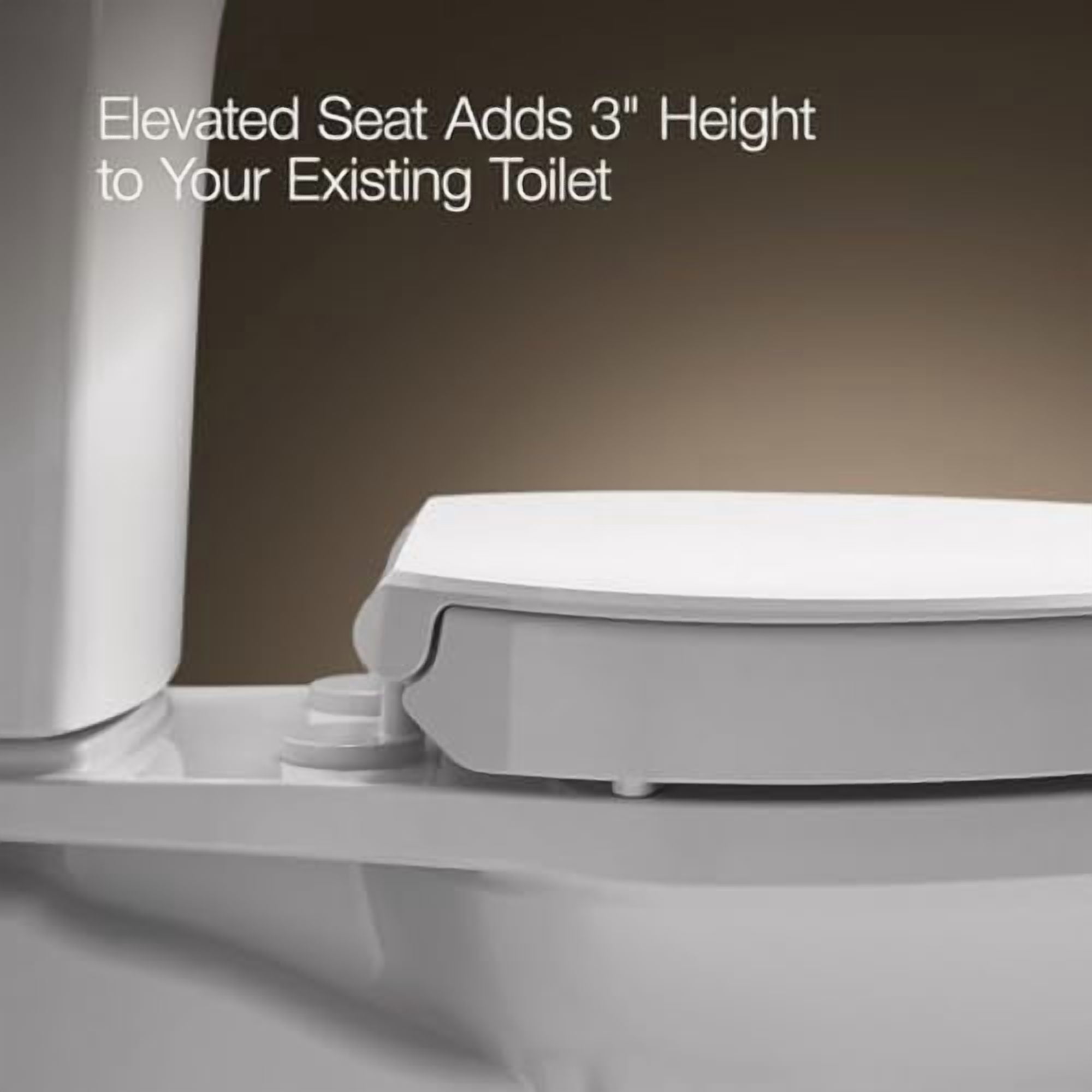 25875-0 Hyten 3" Height, Elevated Soft Close Elongated Toilet Seat, Contoured Seat with Grip-Tight Bumpers, Quick-Attach Hardware, No Slam Toilet Seat, White