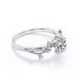 thumbnail image 3 of JeenMata Anillo de Compromiso con Diseño de Solitario con Hojas de Rama de Moissanita de Talla Brillante Redonda de 0,50 Quilates en Baño de Oro Blanco de 18 K sobre Plata, 3 of 7