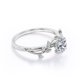 thumbnail image 3 of JeenMata Anillo de Compromiso con Diseño de Solitario con Hojas de Rama de Moissanita de Talla Brillante Redonda de 0,50 Quilates en Baño de Oro Blanco de 18 K sobre Plata, 3 of 7