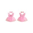thumbnail image 2 of RUINIXCW Baby Girl First Birthday Cake Mesh Outfit 1st Birthday Summer Clothes One Years Old Pink Romper Dress Strawberry Bow Embroidery Ruffled Sleeve Tulle Tutu Dress Headband, 2 of 9