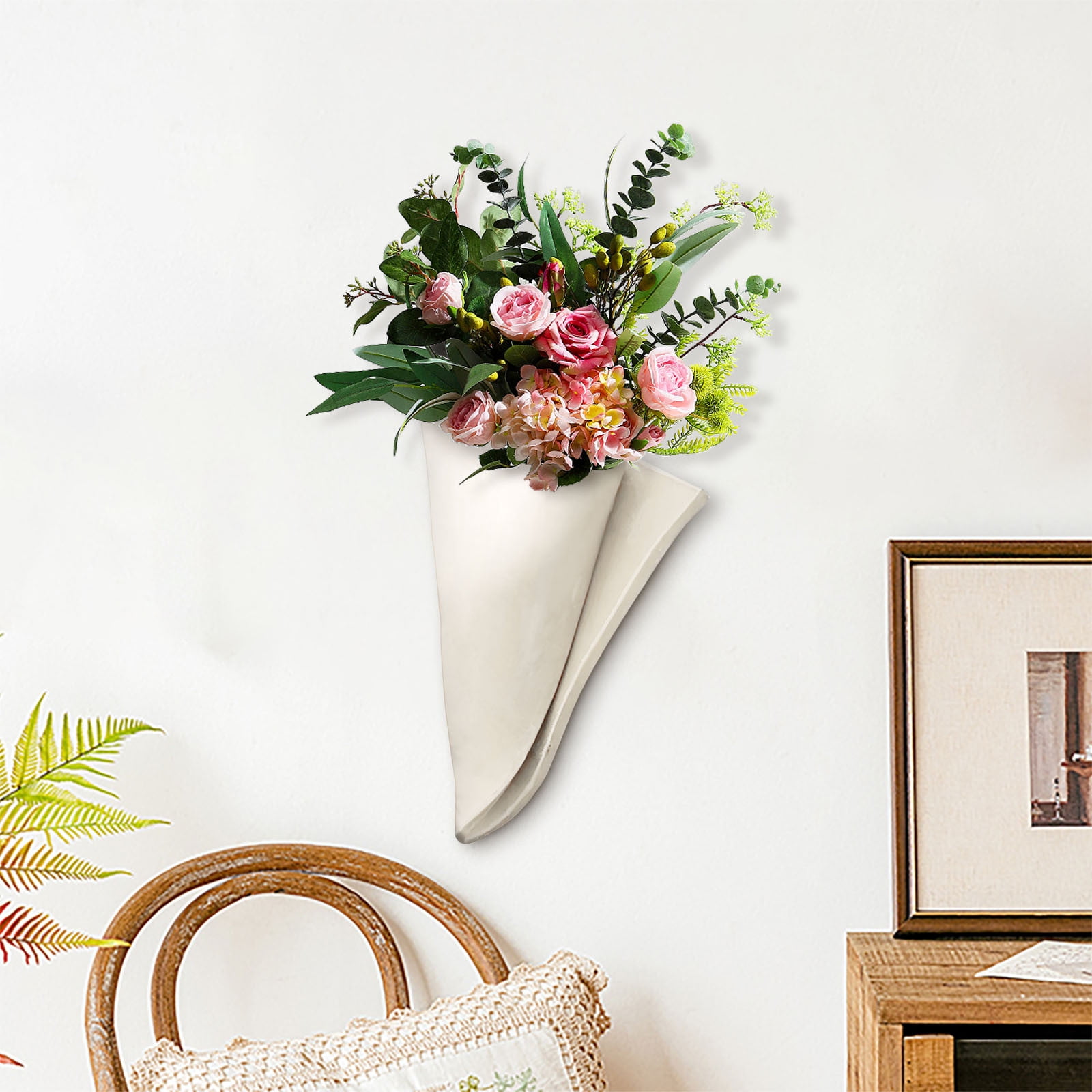 Jubipavy Flower Vase Vases for Decor Vases for Flowers Resin Napkin-Shaped Wall Hanging Planter Vase For Indoor Outdoor Decor