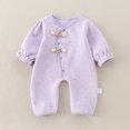 thumbnail image 4 of Mnyotv Floral Ruffle Long Sleeve Jumpsuits Infant Baby Girl Clothes Newborn Cotton Rompers with Headband Size 1-4Months, 4 of 6