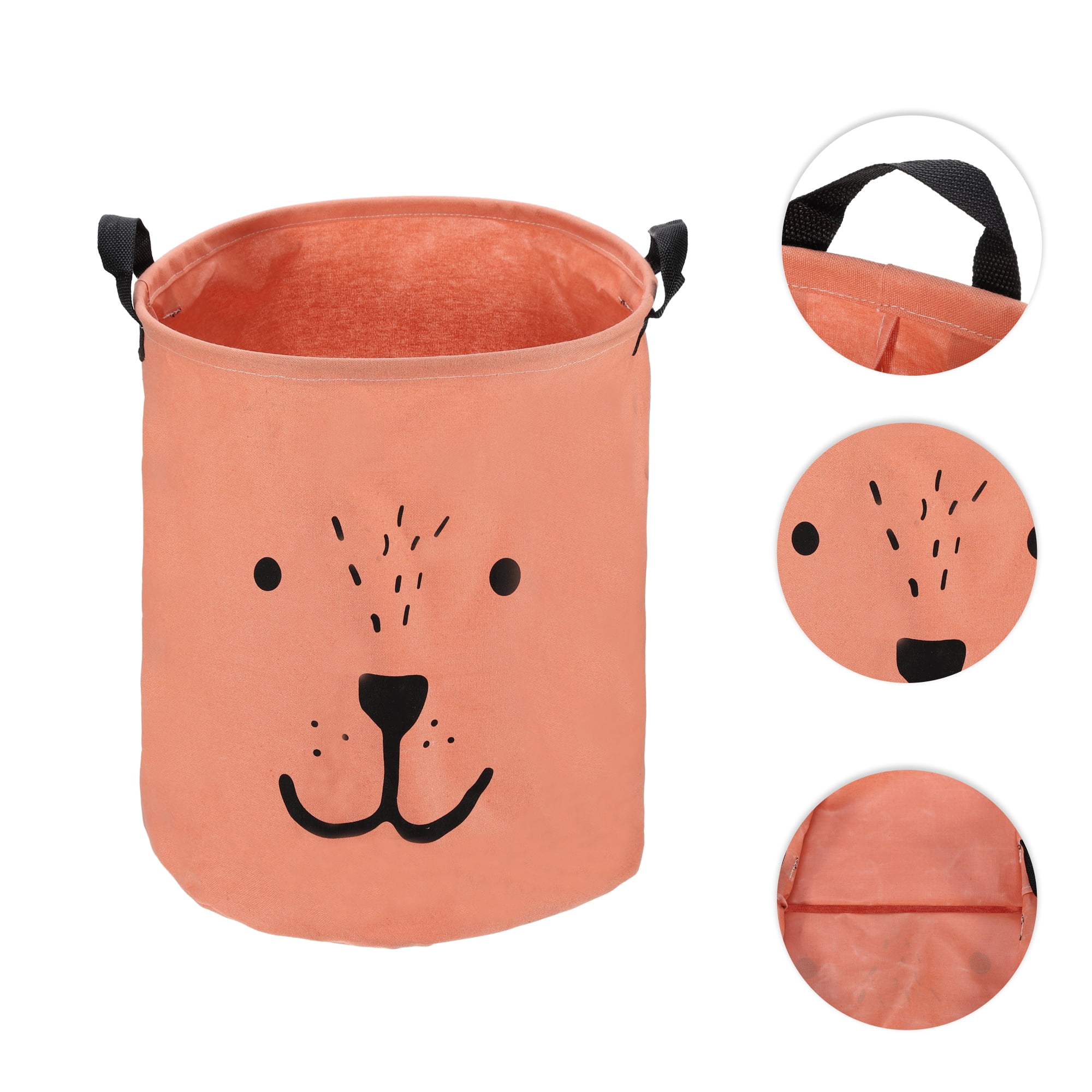 Unique Bargains Foldable Cylindrical Laundry Basket 15.75"x13.78" 40L Orange 1 Pc
