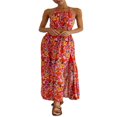 thumbnail image 1 of Women Summer Long Dress Flower Print Spaghetti Strap Holiday Dress, 1 of 9