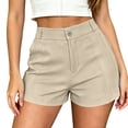thumbnail image 6 of Tqcoqu Shorts for Women Dressy Casual Summer Pleated Tailored Back Elastic Waist Trouser Shorts with Pockets,Beige Women's S-XXL, 6 of 10