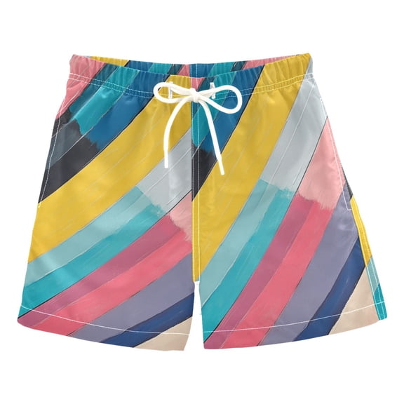 FORMRS Boys Swim Trunks Quick Dry Mesh Liner Boardshorts Sizes XS-XL, Color Striped
