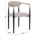 thumbnail image 4 of Safavieh Covelle Modern Metal and Fabric Dining Arm Chairs, Black / Gold / Dove Gray Linen (Set of 2), 4 of 8