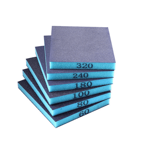 6Pcs Sanding Sponge, 60/80/100/180/240/320 Grit, Double Sided Sanding Block, Wet and Dry Dual Use for Wood Metal Wall
