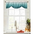 thumbnail image 4 of Fsddascl Teal Ombre Tie Up Valance Curtains for Windows, Kitchen Curtains Window Treatments, Farmhouse Vintage Wooden Striped Short Window Shades Valances for Bedroom Bathroom Cafe 42"x12", 4 of 7