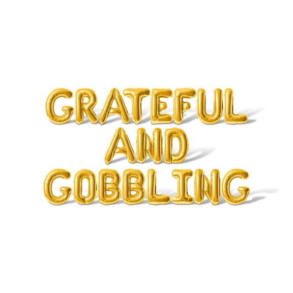 Letter Balloons - GRATEFUL AND GOBBLING 16" Inch Alphabet Letters Foil Mylar Balloon Thanksgiving Party Banner (Gold)