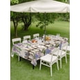 thumbnail image 4 of Outdoor Tablecloth with Umbrella Hole for Patio/Picnic/Party/Camping, Spring Purple Flowers Waterproof Table Cloth Rectangle Table Cover Washable, Farmhouse Leaves Fences Burlap (60"x 102"), 4 of 8