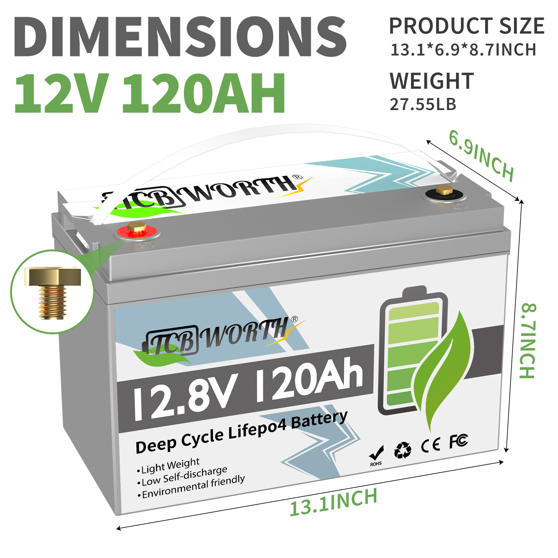 12V 135Ah Group 31 LiFePO4 Battery Bluetooth,1728Wh,TCBWORTH Lithium Batteries for RV,Solar,Trolling Motor,off-Grid,Camping,Marine,100A BMS,15000+Deep Cycles,12.8 Volt Battery