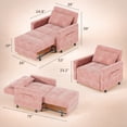thumbnail image 4 of 3 in 1 Convertible Sofa Bed Chair, Pullout Single Sleeper Chair Bed with Adjustable Backrest, Spacious Multifunctional Sofa Couches for Living Room, Pink, 4 of 6