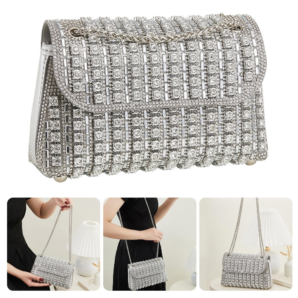FENOHREFE Shoulder Bags Crossbody Bag Purses Handbag Crystals Rhinestones Evening Bag for Women Handbag Clutch Purse with Chain