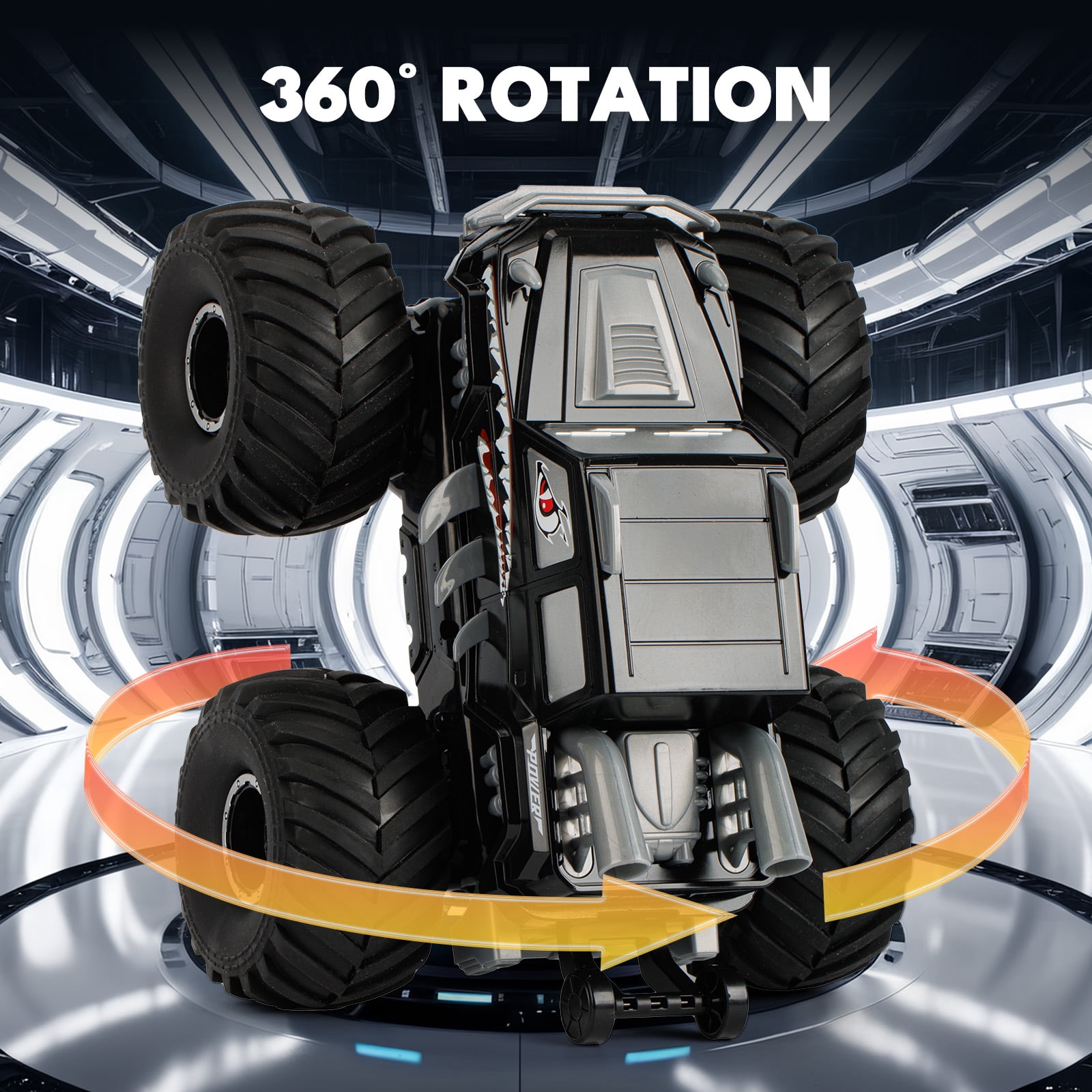 Ficcug Remote Control Cars,2 in 1 Land Water Monster Truck Toy,1:16 4WD off Road RC Cars for All Terrain,Gifts for Kids Boys Girls,Black