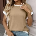 thumbnail image 7 of Fewfanhot Women's Solid Color Short Sleeve T-Shirt, Classic Round Neck Casual Top Soft Loose Fit Summer Blouse Everyday Basic Tees, 7 of 7