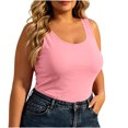 thumbnail image 3 of JOANKDMI Plus Size Tank Tops for Women Sleeveless Summer Scoop Neck Wide Strap Loose Fit Tunic Autumn Casual Vacation Layering Piece Wear,Pink,L-5XL, 3 of 6