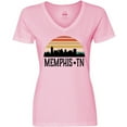 thumbnail image 3 of Inktastic Memphis Tennessee Skyline Retro Sunset Women's V-Neck T-Shirt, 3 of 5