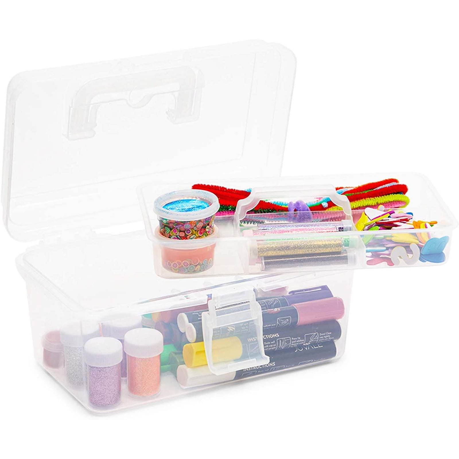 Small Clear Plastic Craft Organizer Art Box Bead Storage Compartment Containers with Removable
