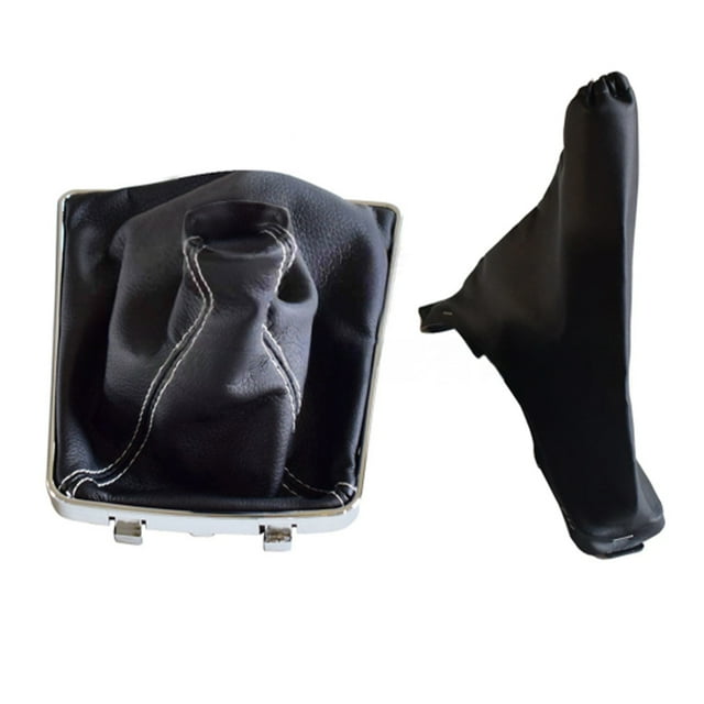 Thinsony Black Adjustment Gear Knob Shifter Gaiter Boot Collar For Comfort And Control Dustproof White line 1Set