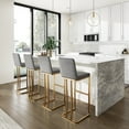 thumbnail image 2 of BELLEZE 30 Inch Barstools Counter Stools Set of 2, Upholstered Bar Stools with Gold Metal Frame, Modern Bar Height Stools Island Chairs for Home and Restaurant - Hutton (Grey), 2 of 7