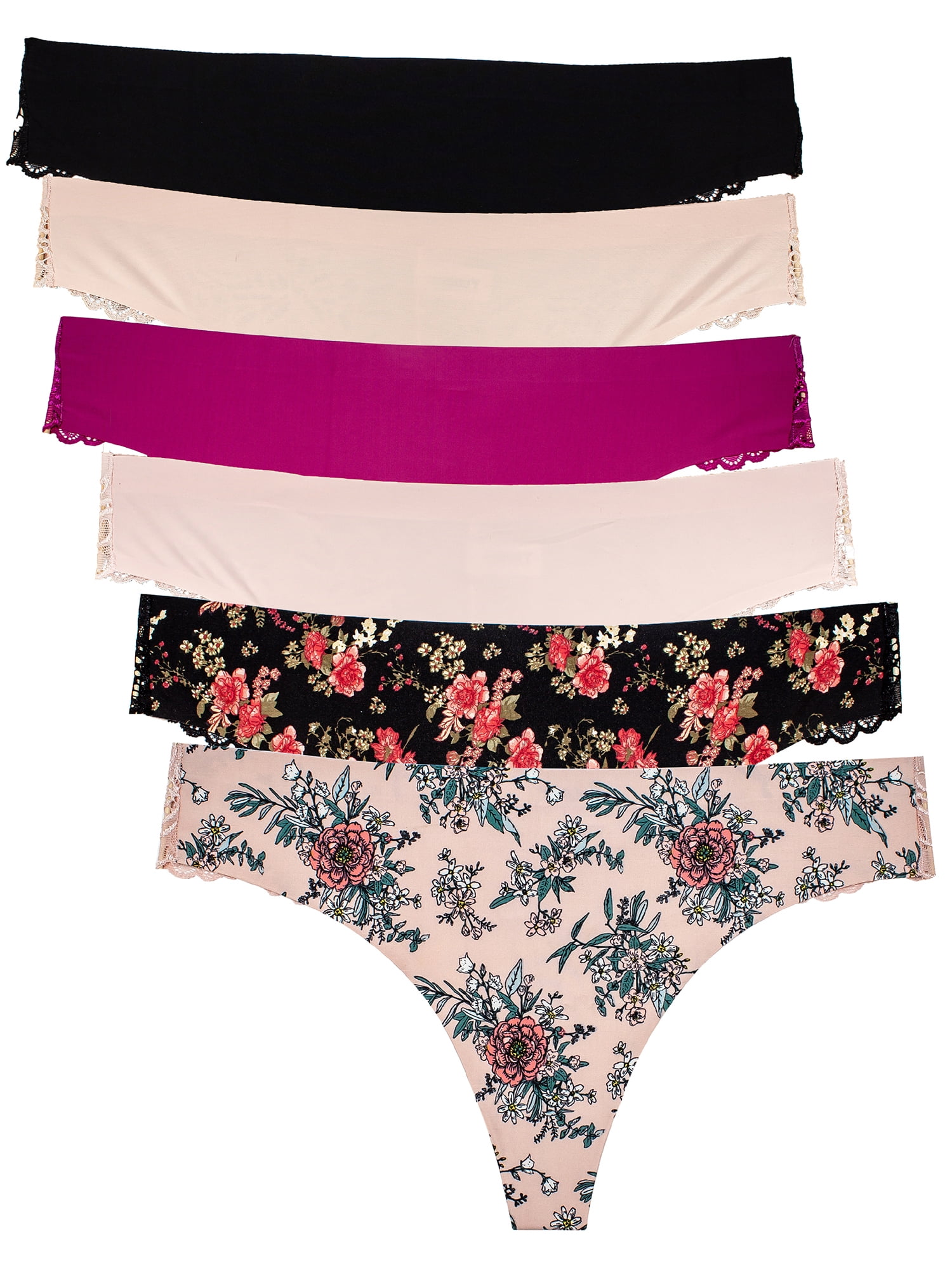B2BODY B2BODY Women's Panties Lace Back Floral Thong Small to Plus