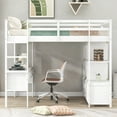 thumbnail image 2 of Loft Bed With Desk, 6 Drawers and Storage Shelves, Solid Wood Full Size Loft Bed Frame with Full-Length Guardrails and Ladder, Multifunctional Loft Bed, Space-Saving Design, No Box Spring Needed White, 2 of 7