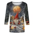 thumbnail image 4 of Lopecy-Sta Womens Tops Crew Neck Gnome Print 3/4 Sleeve T-Shirt For Christmas And Holiday Wear, 4 of 5