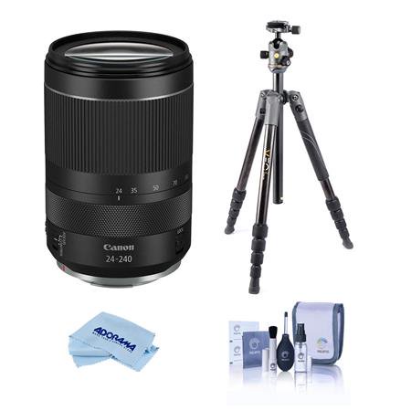 RF 24-240mm f/4-6.3 IS USM Lens, Bundle with Vangaurd VEO 2 GO 235CB Travel Tripod with T-50 Ball Head, Cleaning Kit, Cleaning Cloth