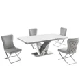thumbnail image 3 of Modern Dining Room Chair Set of 2 Gray Velvet Upholstered, Tufted, Chrome Plated Legs, Kitchen Dining Chair Set, 3 of 3