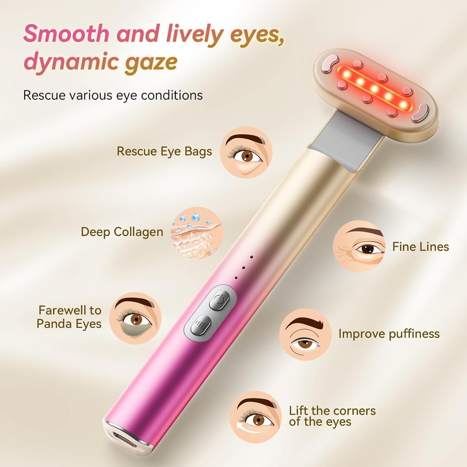 7-Color LED Light Therapy Eye Equipment, Under Eyes Face Red Light Therapy Massager, Micro-current Red Light Eye Massager Reduce Dark Circles, Eye Bags and Wrinkles (Gradient Purple Pink)