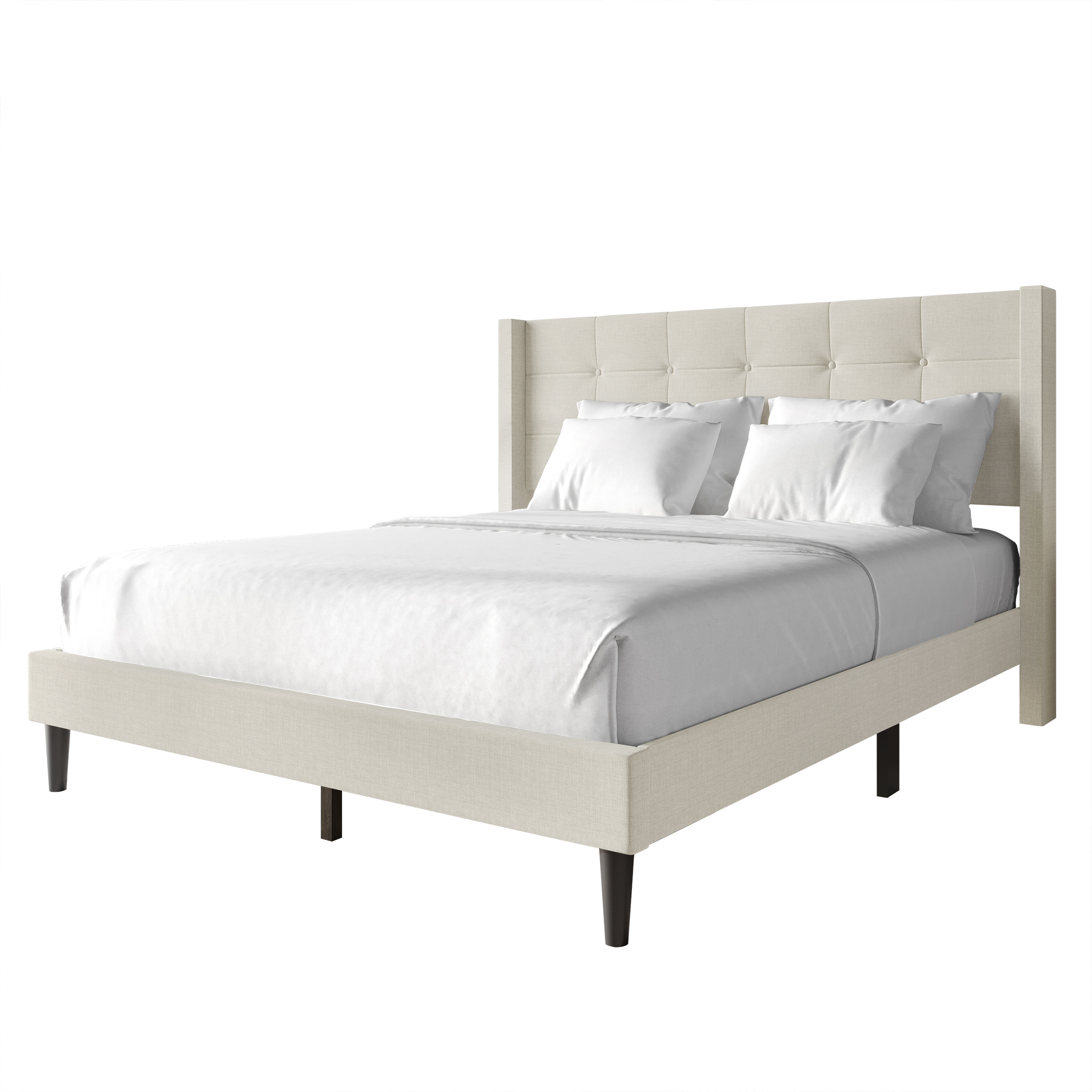 Castle Place Elegance Wingback Full Platform Bed, Beige