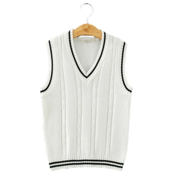 Gilet Sans Manches en Coton Tricoté pour Hommes et Femmes, Uniforme JK, Cardigan Scolaire