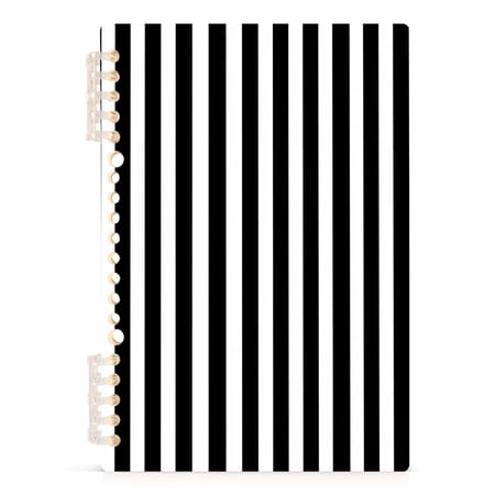 Black and White Striped Notebooks 1-subject Journal 60 Sheets A5 College Ruled Paper Detachable Ring 8.3"x5.7"