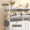 thumbnail image 4 of Aiho Shoe Cabinet with 4 Flip-Up Drawers - Freestanding Narrow Storage Rack with Open Shelves, Space-Saving Design for Hallway/Entryway - White, 4 of 9