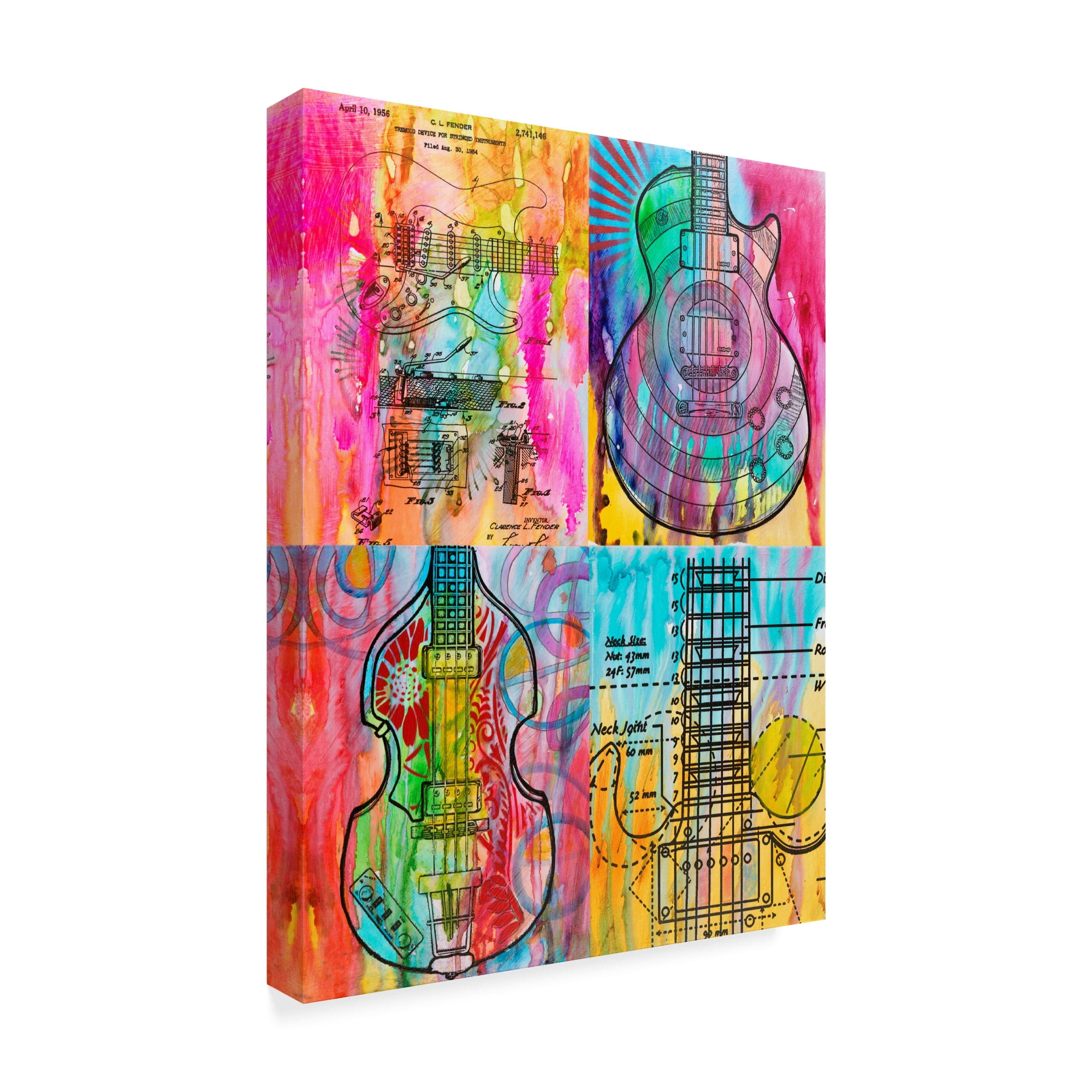 Trademark Fine Art 'Four Guitars' Canvas Art by Dean Russo