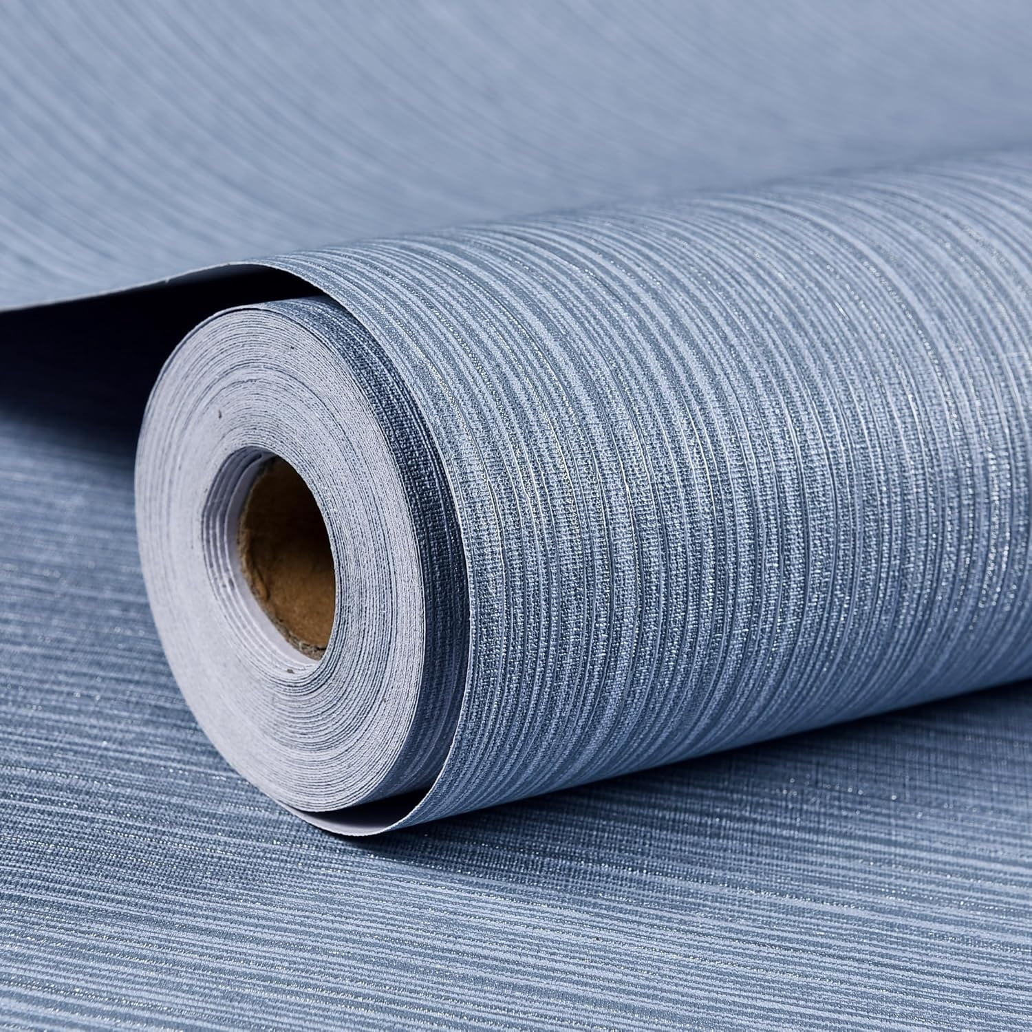 Grasscloth Wallpaper Textured 24in X 393in Fabric Contact Paper Grey Blue Wall Paper Textured Linen Peel and Stick Self-Adhesive Thick Vinyl Embossed Film Wallpaper (Gray Blue)