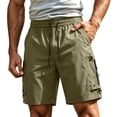 thumbnail image 3 of IhhxPro Men's Outdoor Cargo Shorts with Elastic Waist and Multi-Pockets Men Work Casual Hiking Cotton Relaxed Fit Summer M-2XL, 3 of 9