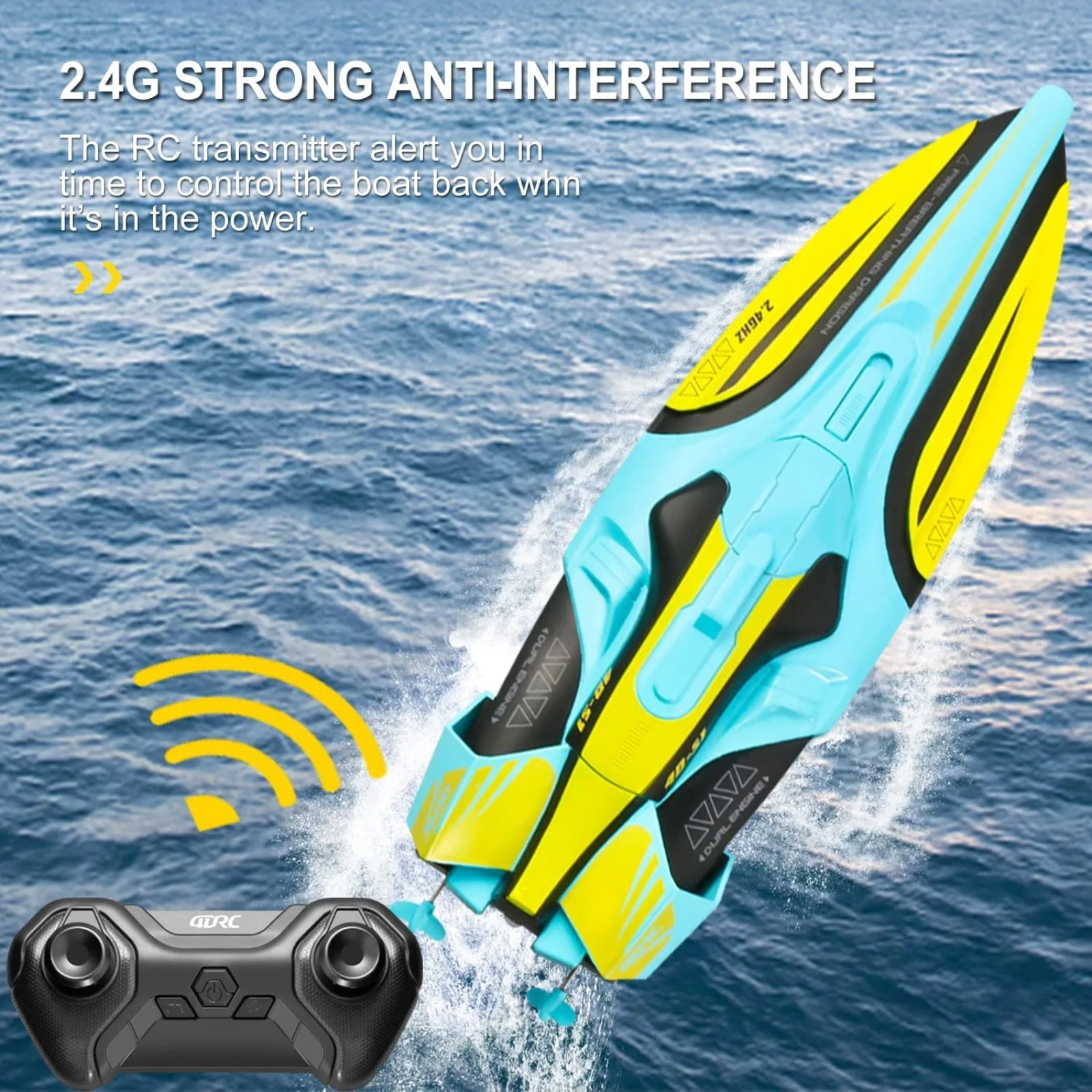 Remote-controlled rowing boats, remote-controlled boats, 2.4Hz, with automatic righting function and low battery indication function