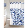 thumbnail image 6 of No Hook Shower Curtain with Snap in Liner, Watercolor Paisley Bandanna Waterproof Bath Curtain Double Layers with See Through Top Window, Abstract Blue Flowers Hotel Shower Curtains 36x72in, 6 of 9