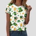 thumbnail image 2 of larppty St Patricks Day Shirt Women Short Sleeve Crew Neck Irish Shamrock Tops Loose Fit Luck Leaf Clover Patricks Shirt (Gold, XL), 2 of 4