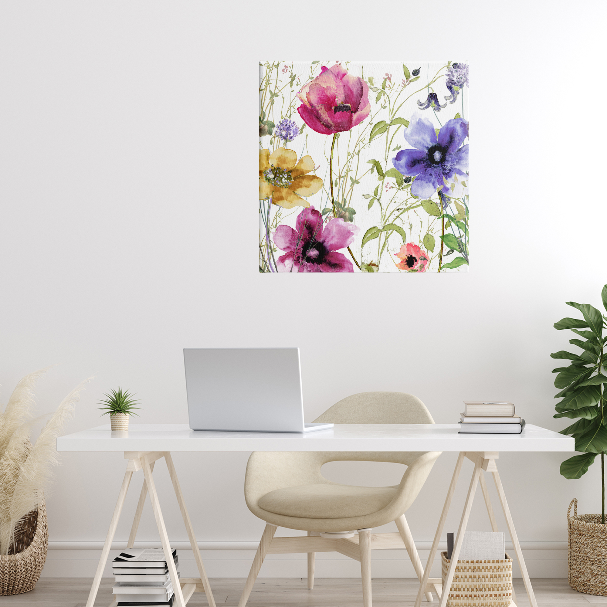 Botanical Spring Garden Blooms Canvas Wall Art, design by Sasha