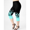 thumbnail image 1 of Leggings Capri de Cintura Alta con Estampado de Flores Rosegal Leggings de talla grande, 1 of 5