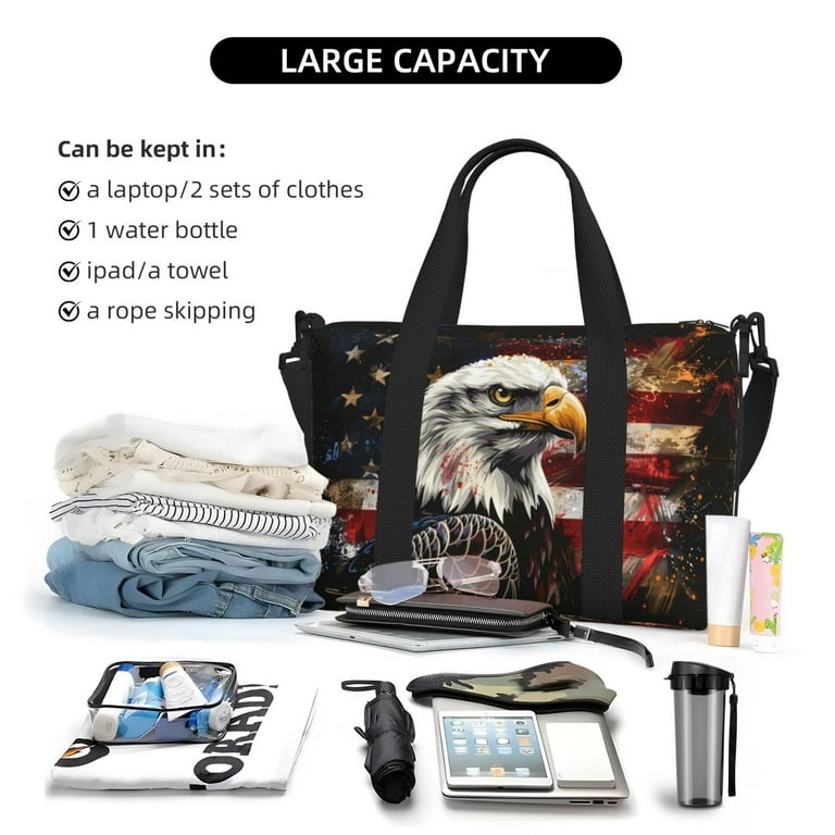 Retro American Eagle A Travel Bag Overnight Bag Weekender Bags for Women Carry On Duffle Bags for Travel Personal Item Travel Bag Sport Gym Bag for Men Walmart
